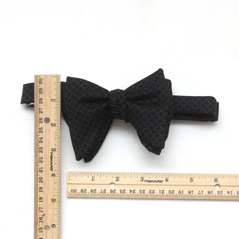 Men's Self tied Bow Tie Silk Bowtie Big Butterfly Bow tie‎ S619 Black Plaid